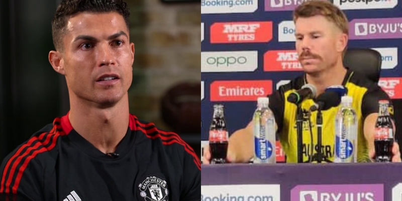 David Warner removes Coca-Cola bottles like Ronaldo